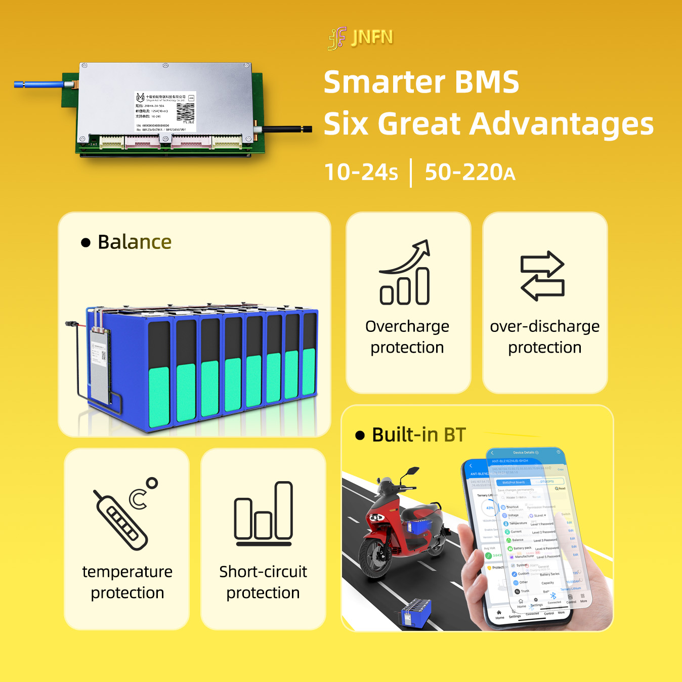 Умная плата защиты литиевых ак – обзор и цена Smart Bms 24S 200A Bluetooth Lifepo4